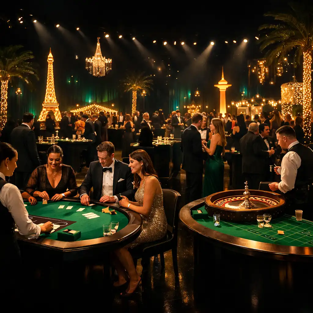 Wieczorna strefa eventowa w motywie Las Vegas Night